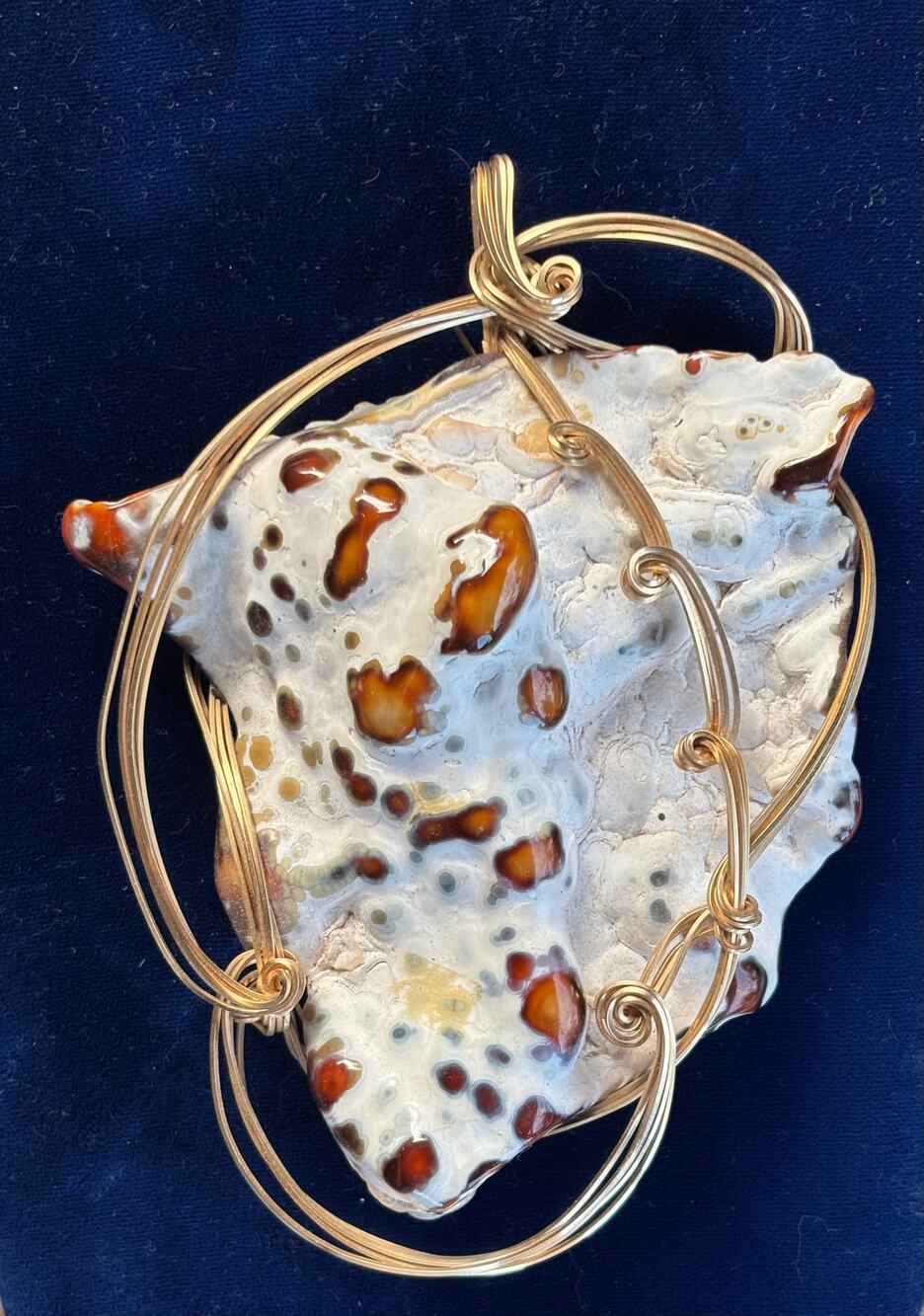Fossil Coral Wire Wrapped LARGE Heavy Pendant Belt Buckle 6" x 4.5" 170G Artisan